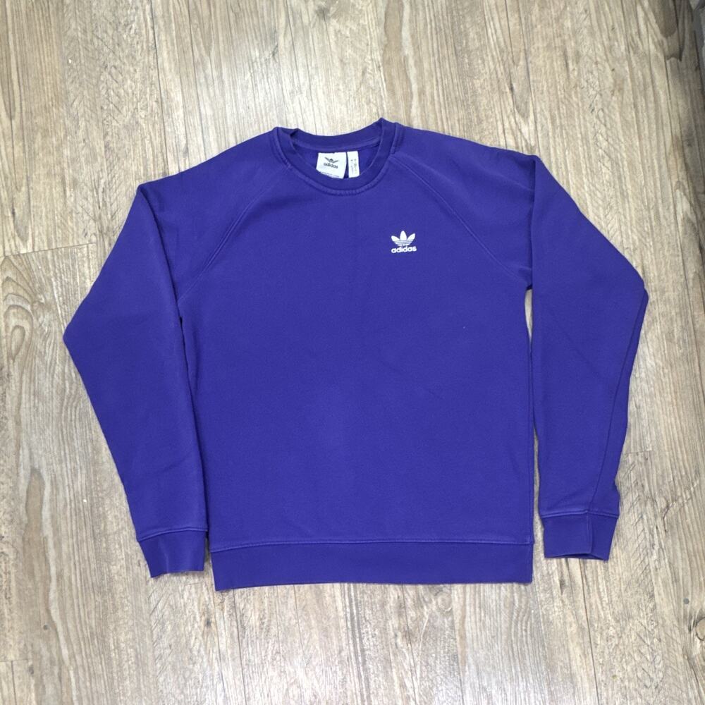 adidas Originals Men's Purple Crew Neck Pullover Sweatshirt Logo Accent